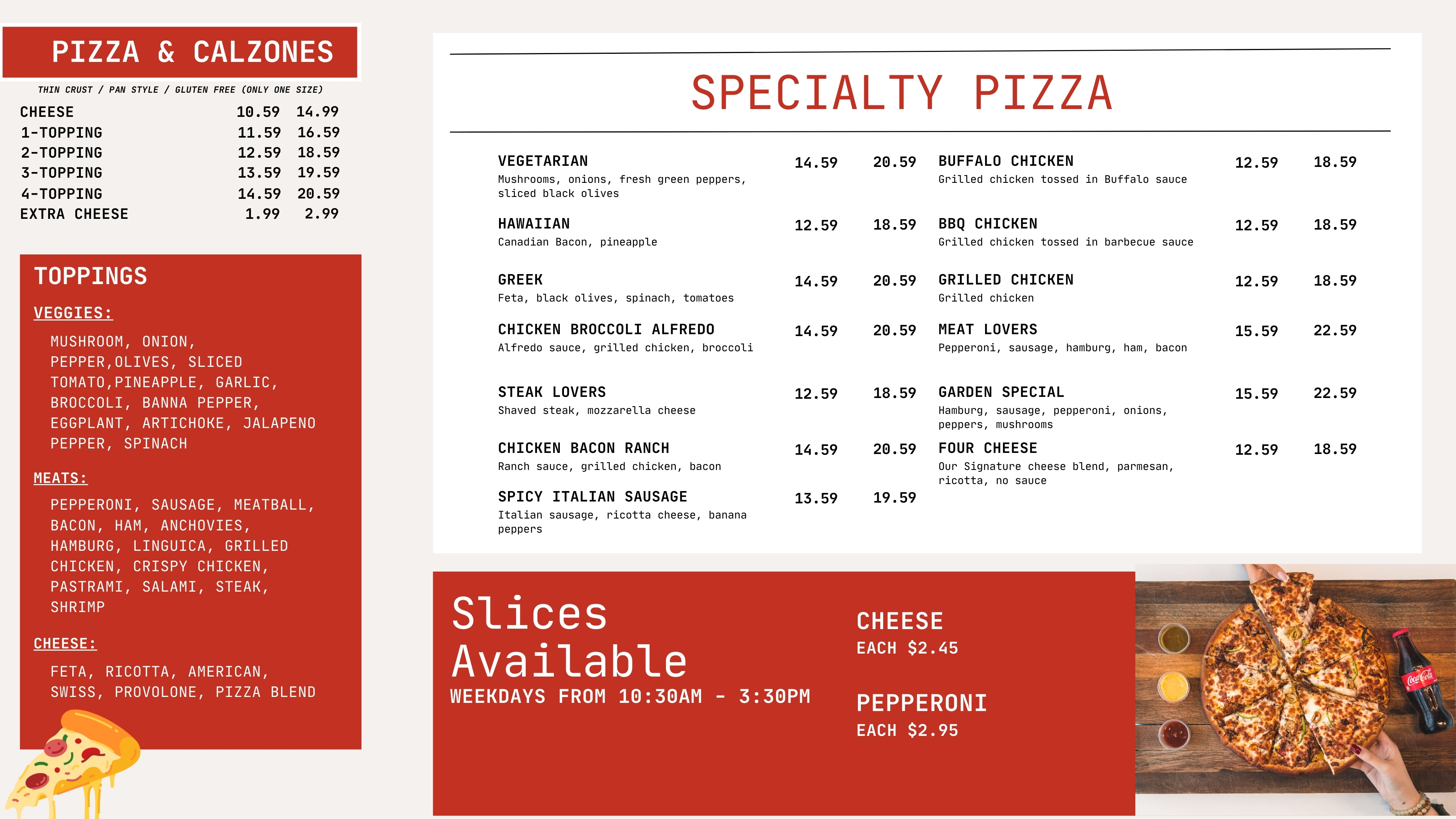 Pizza and Calzone Menu Slide version 2.